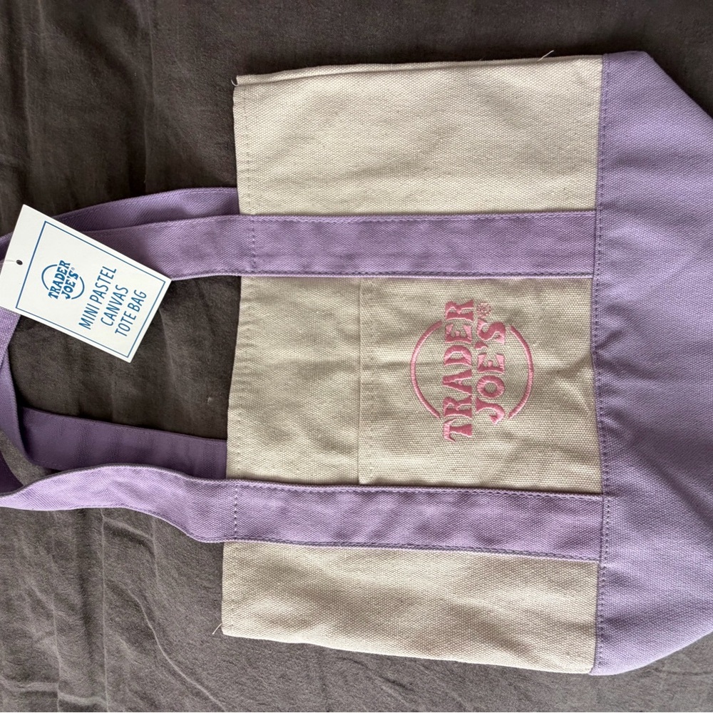 Trader Joe's Pastel Canvas Tote Bag - Mint, Pink, Lavender, Aqua Options - Picture 4 of 4